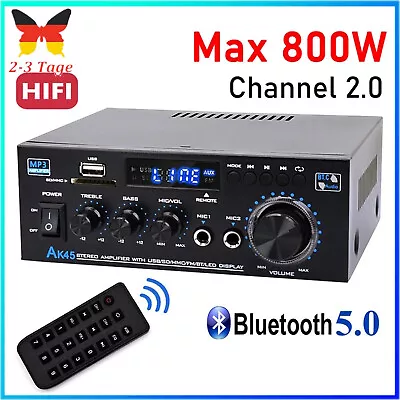 Kaufen Bluetooth Receiver Stereo Verstärker Audio Empfänger Amplifier USB Music Player • 33.99€