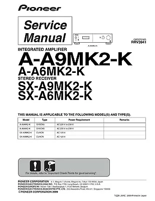 Kaufen Service Manual-Anleitung Für Pioneer A-A9 MK2 K,A-A6 MK2 K  • 15€