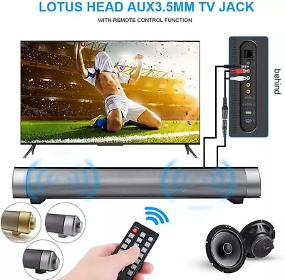 Kaufen TV Soundbar Wireless Lautsprechersystem Subwoofer Bluetooth Surround Heimkino • 23.99€