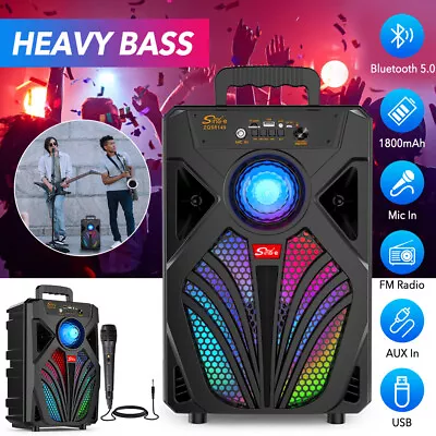 Kaufen Tragbarer Bluetooth Lautsprecher Party Stereo Subwoofer Bass Soundsystem Mit Mic • 31.94€