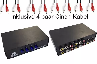 Kaufen Cinch Umschalter / Verteiler 4-fach Inkl. Kabel - RCA Audio Schalter • 19.99€