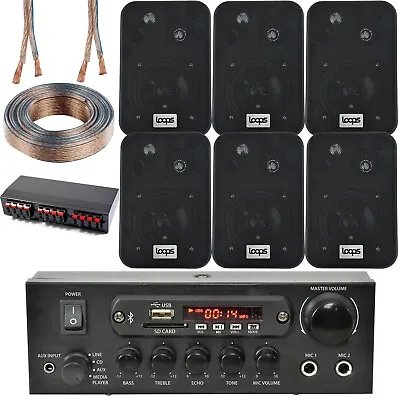 Kaufen Bluetooth Wand Lautsprecher Kit 3 Zonen Stereo Amp & 6x 4  Schwarz Wand Hintergrund Musik • 222.86€