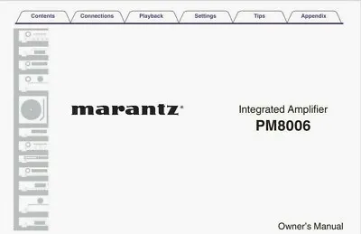 Kaufen Marantz PM8006 Integrierter Stereo-Verstärker Bedienungsanleitung - BENUTZERHANDBUCH  • 8.13€