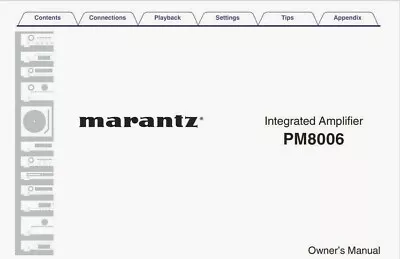 Kaufen Marantz PM8006 Integrierter Stereo-Verstärker Bedienungsanleitung - BENUTZERHANDBUCH  • 8.20€