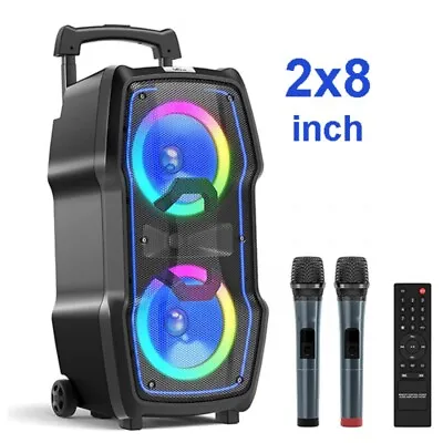 Kaufen Mobile PA Anlage Karaoke Maschine Bluetooth Lautsprecher USB 50W Box Trolley • 220€