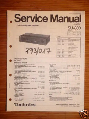 Kaufen Service Manual Technics SU-800  Amplifier,ORIGINAL • 11.80€