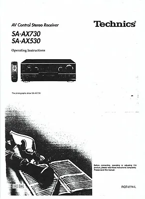 Kaufen Technics Bedienungsanleitung Für SA- AX 530 / 730  Copy Englisch • 12.50€