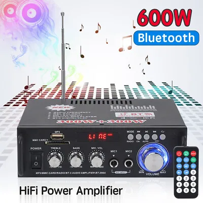 Kaufen 600W Verstärker Stereo Amplifier HIFI Digital Bluetooth FM USB Vollverstärker • 32.99€