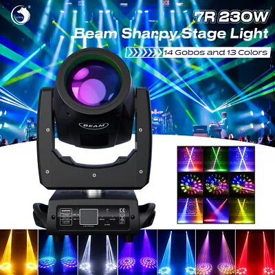 Kaufen 230W 7R Beam LED 14 Gobo Strahl 16 Prisma Moving Head Zoom DMX Bühnenlicht Show • 262.98€