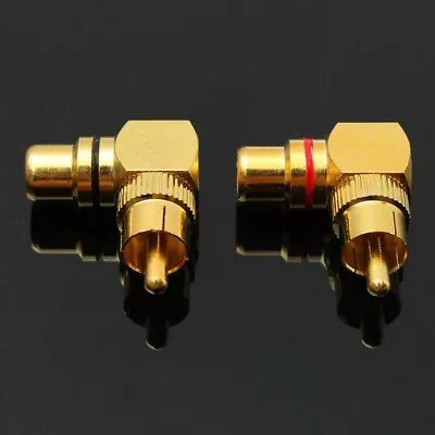 Kaufen 2X Cinch Winkel Adapter Rechtwinklig Verbinder Stecker Auf Buchse Audio Adapter • 10.35€