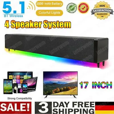 Kaufen 40W Bluetooth 5.1 Soundbar Subwoofer TV Sound System Heimkino Lautsprecher DHL • 24.99€