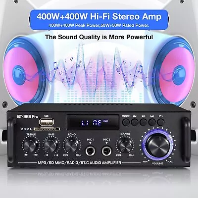 Kaufen 1200W Verstärker Stereo Amplifier HIFI Digital Bluetooth FM USB Vollverstärker • 33.99€