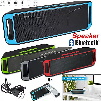 Kaufen Wireless Bluetooth Lautsprecher Stereo Tragbarer PC Handy Musikbox AUX FM SD MP3 • 9.63€