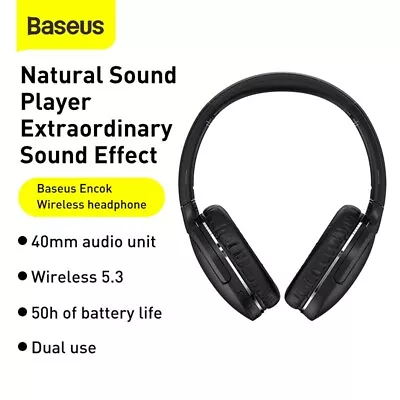 Kaufen Baseus HiFi Stereo Bluetooth Kopfhörer 5.3 Kabellos Headset Noise Cancelling • 9.90€