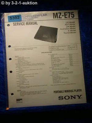 Kaufen Sony Service Manual MZ E75 Mini Disc Player (#5302) • 11.99€