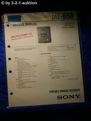 Kaufen Sony Service Manual MZ B50 Mini Disc Player (#4972) • 11.99€