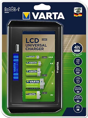 Kaufen  VARTA Akku NiMH, Universal Ladegerät, LCD Charger AAA - AA - Baby C - Mono D 9V • 34.99€