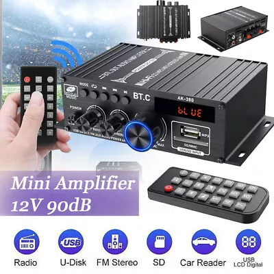 Kaufen 40W 12V 90dB 47K Mini Bluetooth Verstärker Fm Radio MP3 Stereo Audio Empfänger • 23.94€