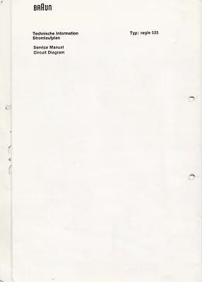 Kaufen Original Service Manual  -- Braun  Regie 525 --  Receiver 1977 • 4.99€