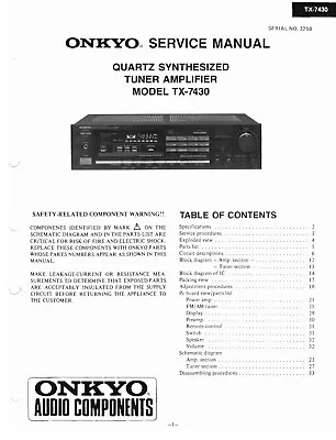 Kaufen Service Manual-Anleitung Für Onkyo TX-7430  • 11€