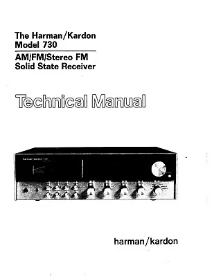Kaufen Technical Manual-Anleitung Für Harman Kardon 730  • 12€