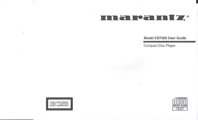 Kaufen Marantz User Manual Bedienungsanleitung Für Model CD 7300 Englisch Copy • 10€