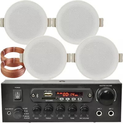 Kaufen Bluetooth Decken Musik Kit PRO Amp & 4 Low Profile Lautsprecher Stereo HiFi Sound • 149.83€