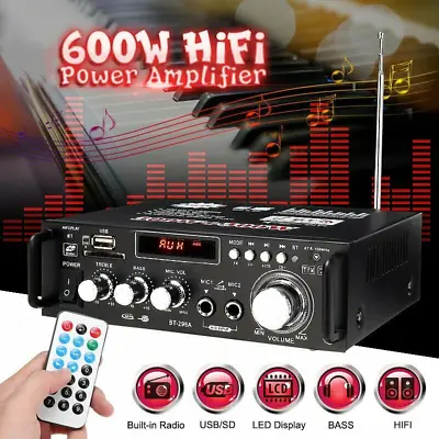 Kaufen Bluetooth 600W Mini Power Audio Verstärker Amplifier HiFi Bass AMP MP3 FM USB SD • 36€