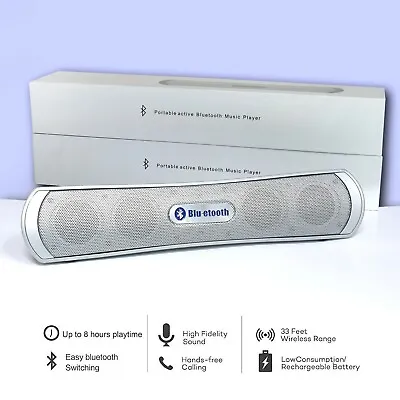 Kaufen Tragbare Bluetooth-Lautsprecher Radio MicroSD Reader Silber • 11.61€