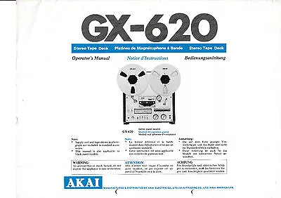 Kaufen Operator‘s Manual-Bedienungsanleitung Für Akai GX-620 • 12€