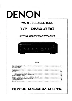 Kaufen Service Manual-Anleitung Für Denon PMA-380  • 12€