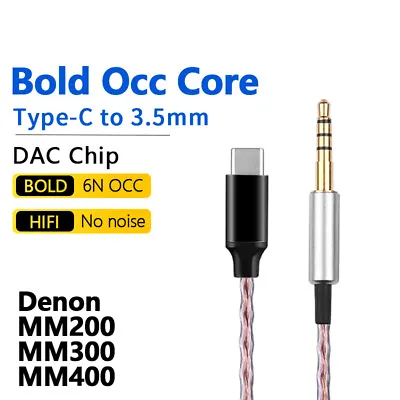 Kaufen 6N OCC HiFi DAC Type C To 3.5mm Headphone Cable For DENON AH MM200 MM300 MM400 • 31.51€
