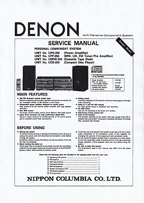 Kaufen Service Manual-Anleitung Für Denon D-250  • 17€