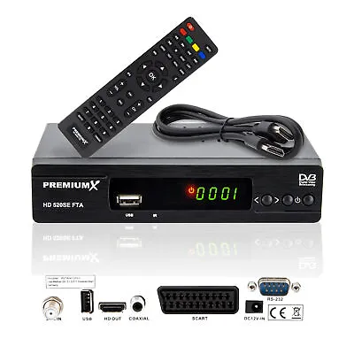 Kaufen PremiumX 520SE SAT TV Receiver DVB-S2 USB SCART HDMI Satellitenreceiver FullHD • 28.90€