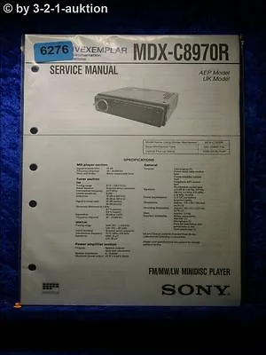 Kaufen Sony Service Manual MDX C8970R Mini Disc Player (#6276) • 15.99€