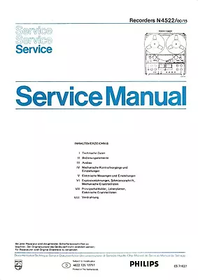 Kaufen Service Manual-Anleitung Für Philips N 4522  • 13.50€