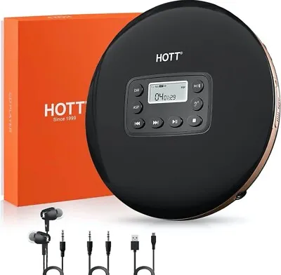 Kaufen HOTT CD Player | Tragbar Wiederaufladbarer Bluetooth Player • 49.95€