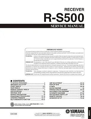 Kaufen Service Manual-Anleitung Für Yamaha R-S500  • 16.50€