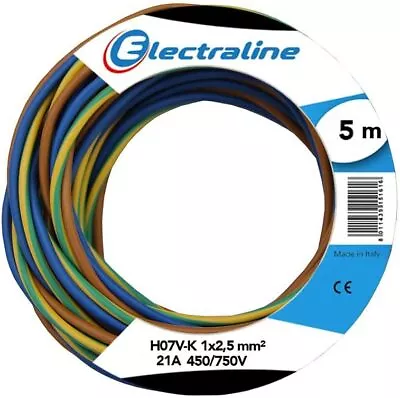 Kaufen Electraline 25148 Kabel H07V-K 1x2.5 Mm 5 M Marrón Azul Verde Amarillo NEU OVP • 21.79€