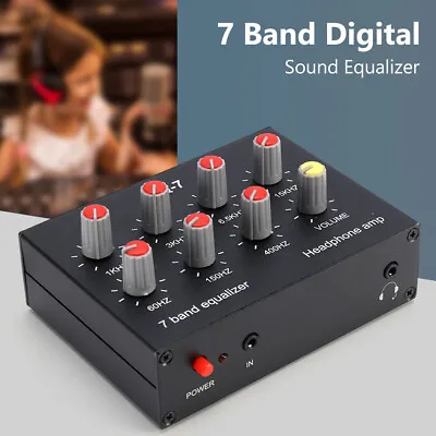 Kaufen 7 Band Sound Equalizer 3.5mm Jack Dual Channel Audio Headset Amplifier DC5V-12V • 32.13€
