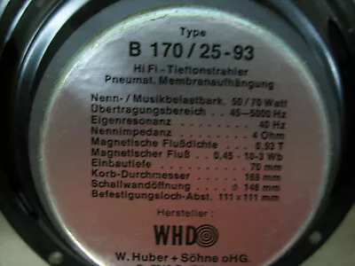 Kaufen WHD B 170/2593, HiFi Tieftonstrahler, NEU!!! • 27€