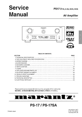 Kaufen Service Manual-Anleitung Für Marantz PS-17  • 13.50€
