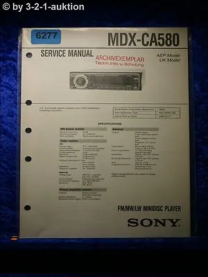 Kaufen Sony Service Manual MDX CA580 Mini Disc Player (#6277) • 15.99€