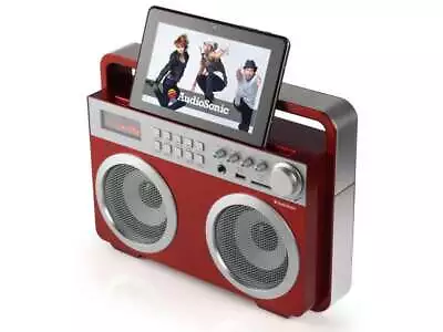Kaufen AudioSonic RD-1558 Radio 20 Voreingestellte Sender USB MP3 Bluetooth 30 Watt Rot • 49.90€
