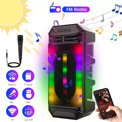 Kaufen Solar Bluetooth5.0 Mit Dualem Lautsprecher RGB Karaoke Subwoofer FM USB Soundbox • 27.98€