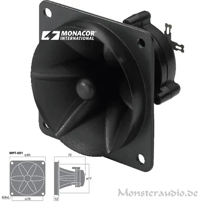 Kaufen Monacor MPT-001 225 Watt Piezo-Hochtöner Quadratisch Horn Gehäuse 8 4 Ohm • 17.49€