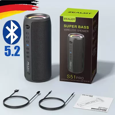 Kaufen Bluetooth 5.2 Lautsprecher RGB Subwoofer Musikbox Boombox Party AUX/USB/SD/TF • 53.99€