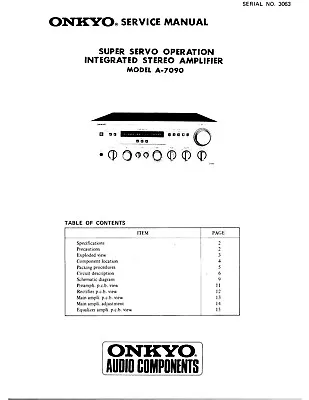 Kaufen Service Manual-Anleitung Für Onkyo A-7090  • 10€