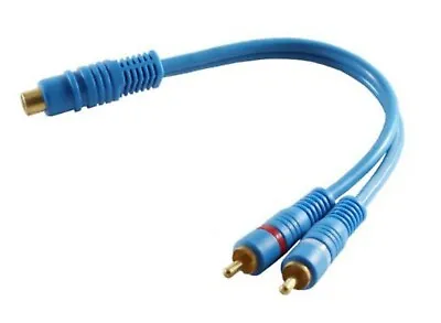 Kaufen Cinch Chinch RCA Y Kabel 2:1 Kabel Adapter Verteiler Weiche Subwoofer KURZ Blau • 4.48€