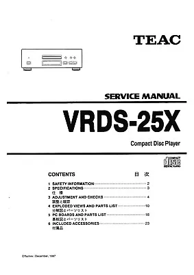 Kaufen Service Manual-Anleitung Für Teac VRDS-25X  • 10€